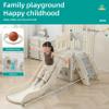 5 in 1 Toddler Slide, Extra-Long Kids Slide for Toddlers Age 1+ with Basketball Hoop and Ball, Storage Space, Indoor Outdoor Slide Playset Toddler Playground Climber Playset, Grey view 2
