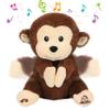 Hopearl Clapping Monkey Interactive Musical Stuffed Animal Singing Plush Toy Adorable Electric Animate Gifts for Kids, Brown, 11'' view 1