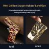 2pcs Rubber Band Gun Toy Mini Golden Dragon Metal Foldable Keychain: Creative and Fun Outdoor Party with Colored Rubber Bands view 2