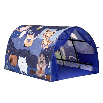 CRAWLBO Kids Bed Tent Twin Beds -Zoos Wonder Play Tents Boys Girls Ventilated Indoor Play Tent Children Promotes Independent Play, Stimulates Imagination Set-Up Playhouse (Zoos)