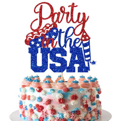 Party in The USA Cake Topper, Patriotic Happy 4th of July, Independence Day/Independence Day Party Decorations Supplies