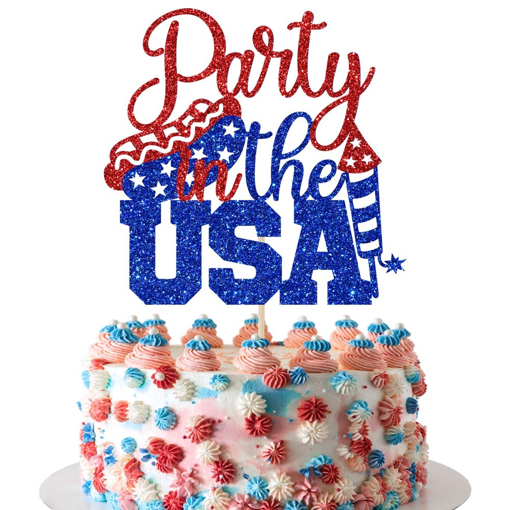 Party in The USA Cake Topper, Patriotic Happy 4th of July, Independence Day/Independence Day Party Decorations Supplies
