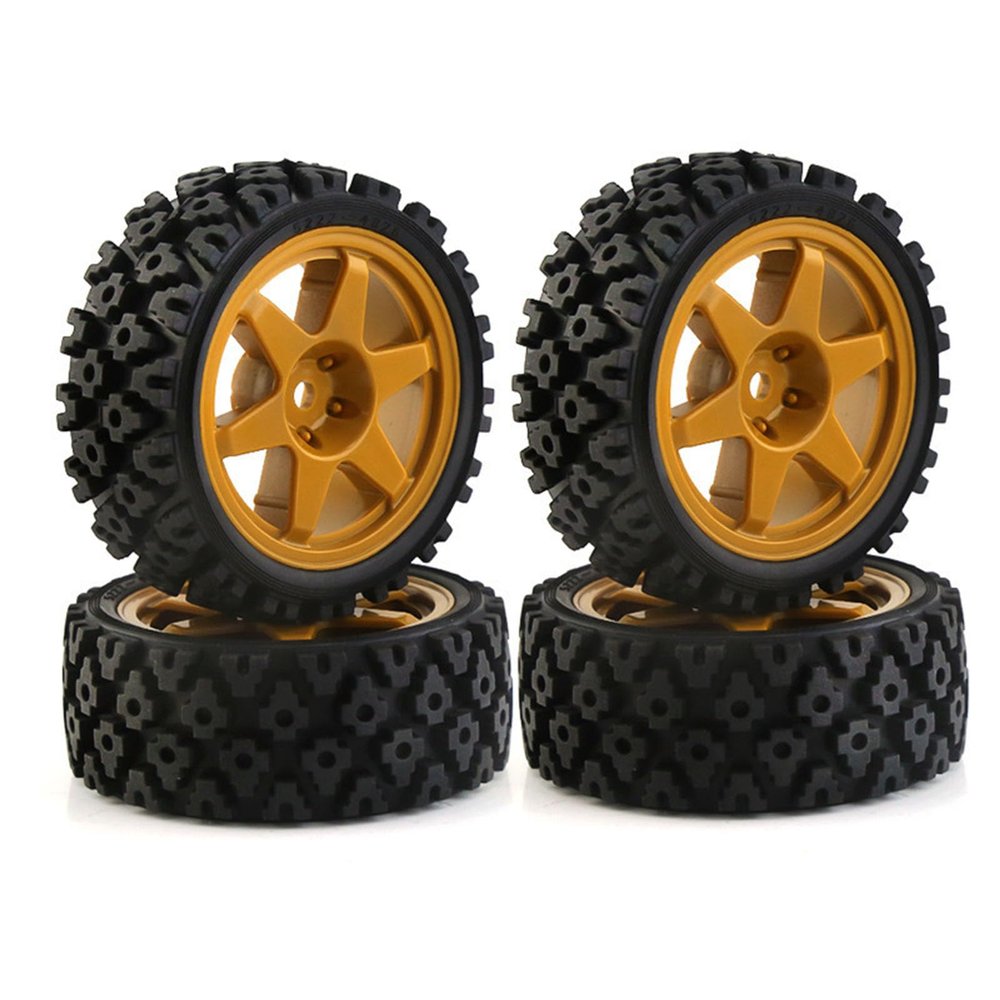 4PCS 1/10 On Road Wheels and Tires Compatible for Tamiya TT01/TT02/XV-01 Compatible for Kyosho FW06 Tires Crawler Mud Terrain Tires RC Rally Car Parts Accessories
