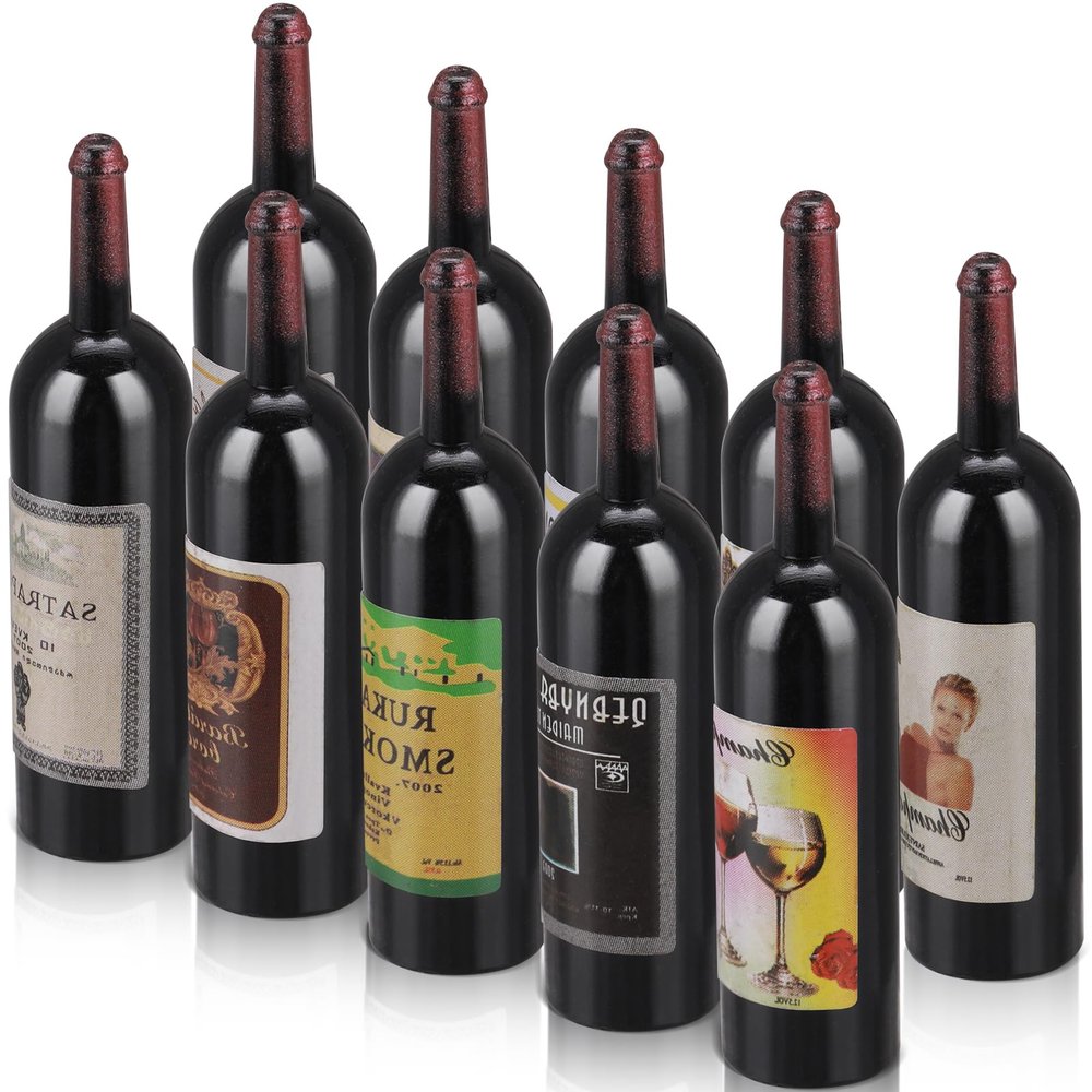 Simarro Dollhouse Wine Bottles - 10pcs Miniature Red Wine Bottles for Model Window Display