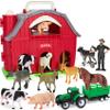 Farm Animals Toys for 1 2 3 4 5 Year old Toddlers Girls Boys, Big Red Barn Farm with Figures Animals and Tractor Toy for Kids, Farm Playset Educational Learning Toys, Ideal Christmas Birthday Gifts view 1