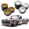 4pcs 1/10 RC Drift Car Wheels and Tires RC Tyres Hub Fit for HPI Fit for KYOSHO Fit for Tamiya 1/10 RC TT02 XV01 RC Replacement Parts Accessories Set(White) view 3