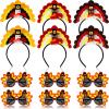 Xuhal 12 Pcs Thanksgiving Turkey Headbands and Sunglasses Thanksgiving Turkey Costume Accessories for Thanksgiving Day Party Favors Accessories Funny Creative Decoration view 1