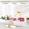 2 Pack Small Woven Basket with Gift Bags and Ribbons, Empty Decorative Gift Chest Box, Cute Baby Gift Basket for Nursery, Cotton Rope Room Shelf Storage Basket with Handles, All 12"x 8"x 5",White view 2