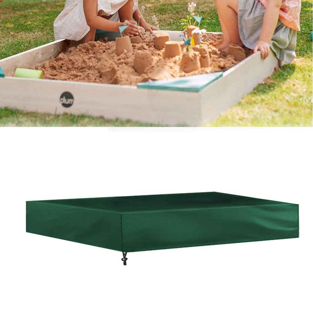 Outdoor Sandbox Cover, Waterproof Sunscreen Sandboxes Sandpit Cover Square Protective Cover Beach Sandbox Canopy with Drawstring for Sand and Toys Away (200 * 200CM, Green)