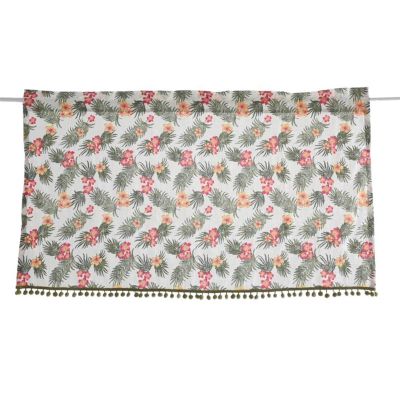 LJFMDLN Flora Short Curtain Panel, 53 Inches Wide No Punching Polyester-Cotton Blended Short Curtain Half Curtain for Cabinet, Door, Caf (Color : Flora, Size : 53 W x 87 L)