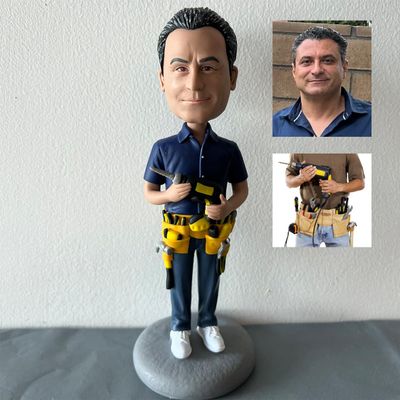 Justyling Custom Bobbleheads: Worker Man | Fully Customizable with Polymer Clay | Personalized Bobbleheads Best Gifts for, Birthday, Christmas etc.