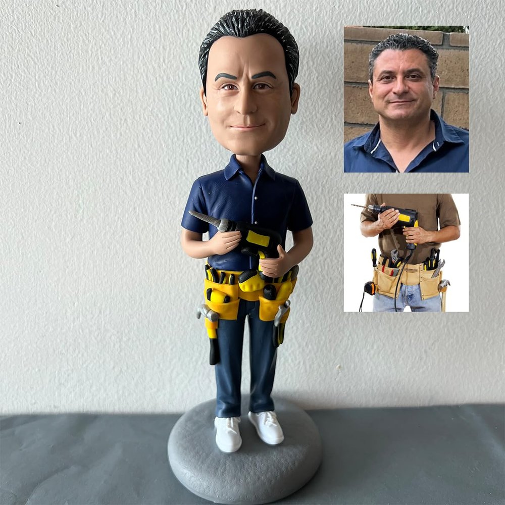 Justyling Custom Bobbleheads: Worker Man | Fully Customizable with Polymer Clay | Personalized Bobbleheads Best Gifts for, Birthday, Christmas etc.