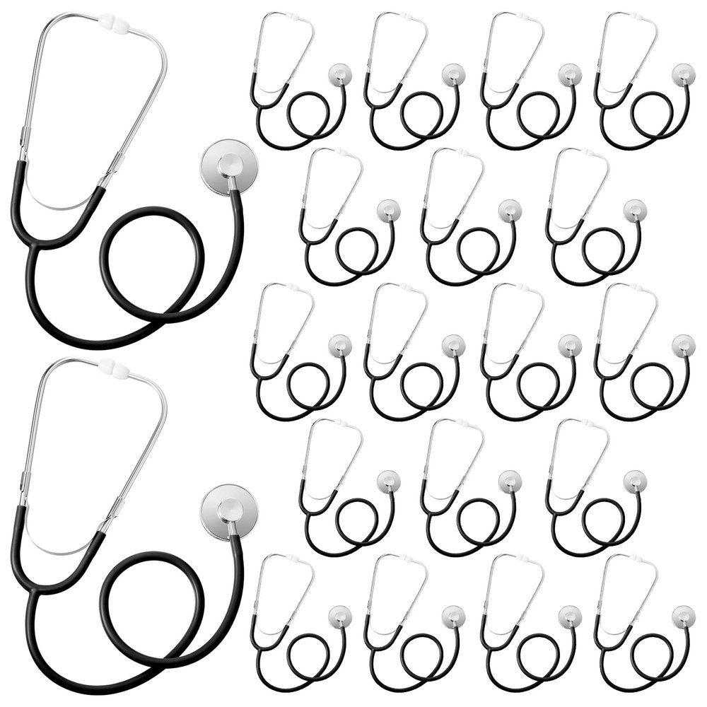 Hanaive 20 Pcs Kids Stethoscope Toys Bulk Real Working Stethoscope for Children Nurse Doctor Party Halloween Costume Role Play Career Day Cosplay Accessories(Black)