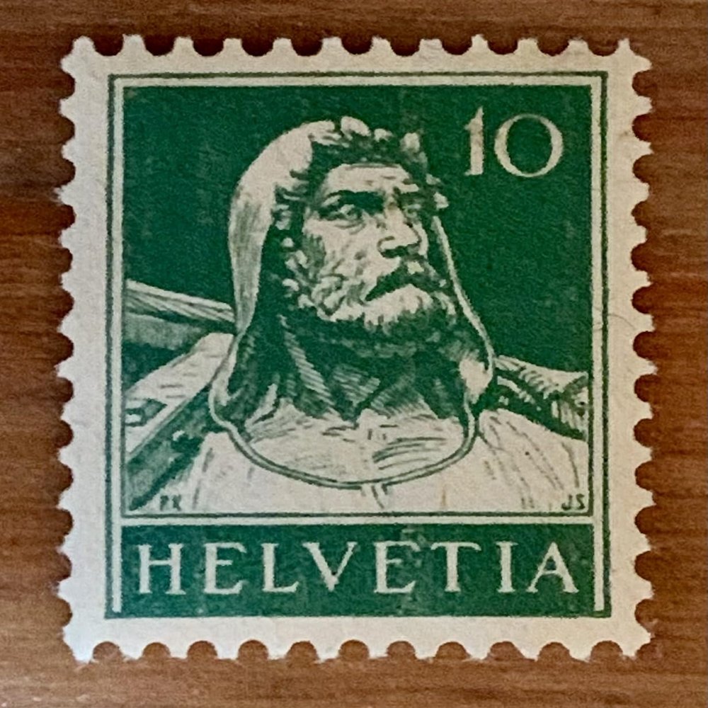 1924 William Tell with Crossbow 10C Switzerland Postage Stamp Green