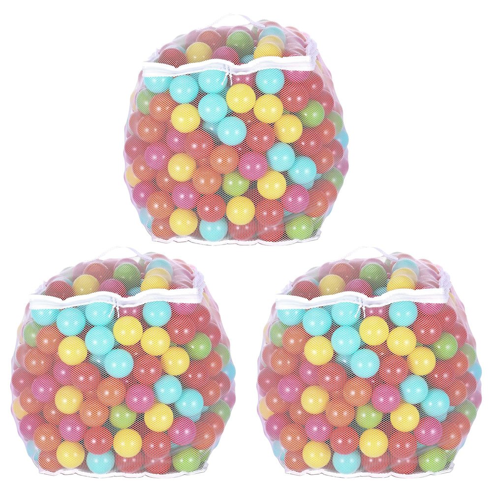 BalanceFrom Fitness 2.3 Inch 400 Crush Proof Play Pit Balls with Mesh Storage Bag for Playpens, Bounce Houses, and Kiddie Pools, Multicolor (3 Pack)