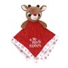 Baby Plush Rattle Snuggle Blanket with Satin and Embroidery, My First Rudolph (Christmas Red, 12 inch) view 1