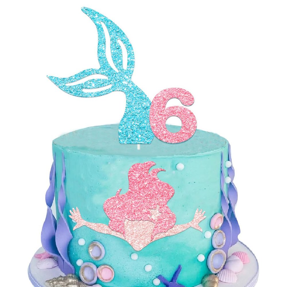 Mermaid Birthday Party Supplies - Mermaid Cake Topper Decorations for Party Supplies Decor (6)