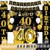 32Pcs 40th Birthday Decorations Kit for Men Women, Black Gold Happy 40 Birthday Banner Balloons Hanging Swirls Kit Party Supplies, Forty Year Old Birthday Backdrop Props Sign Decor view 1