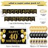 32Pcs 40th Birthday Decorations Kit for Men Women, Black Gold Happy 40 Birthday Banner Balloons Hanging Swirls Kit Party Supplies, Forty Year Old Birthday Backdrop Props Sign Decor view 3
