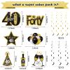 32Pcs 40th Birthday Decorations Kit for Men Women, Black Gold Happy 40 Birthday Banner Balloons Hanging Swirls Kit Party Supplies, Forty Year Old Birthday Backdrop Props Sign Decor view 4