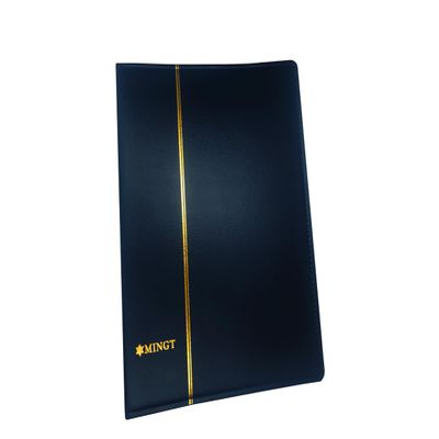 PCCB MINGT 4-Rings Binder PU Leather Collection Album Cover for Banknote Stamp Paper Money Coin Collecting and Supplies (Blue)