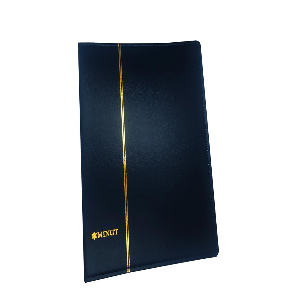 PCCB MINGT 4-Rings Binder PU Leather Collection Album Cover for Banknote Stamp Paper Money Coin Collecting and Supplies (Blue)