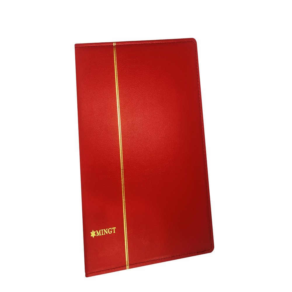 PCCB MINGT 4-Rings Binder PU Leather Collection Album Cover for Banknote Stamp Paper Money Coin Collecting and Supplies (Red)