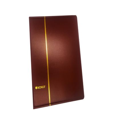 PCCB MINGT 4-Rings Binder PU Leather Collection Album Cover for Banknote Stamp Paper Money Coin Collecting and Supplies (Dark Red)