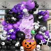 Jobkoo Purple Black Silver Balloon Arch, Metallic Silver Dark Purple Black Balloons Purple Black Party Balloon Garland Kit Black Purple Helium Balloon Kit for Graduation Birthday Halloween Party Decor view 1