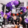 Jobkoo Purple Black Silver Balloon Arch, Metallic Silver Dark Purple Black Balloons Purple Black Party Balloon Garland Kit Black Purple Helium Balloon Kit for Graduation Birthday Halloween Party Decor view 3