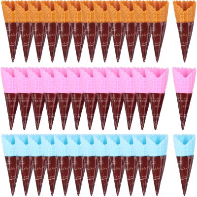 80 Pcs Mini Realistic Artificial Ice Cream Cone Adorable Ice Cream Cone Pretend Play Food Dollhouse Refrigerator Supplies Simulation Cone Light Clay Crisp Cone Cream Gel Food Play Accessories