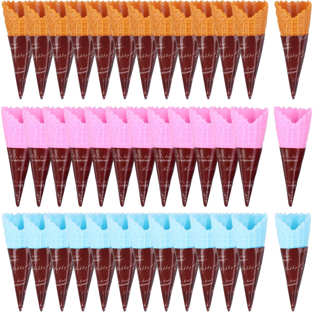 80 Pcs Mini Realistic Artificial Ice Cream Cone Adorable Ice Cream Cone Pretend Play Food Dollhouse Refrigerator Supplies Simulation Cone Light Clay Crisp Cone Cream Gel Food Play Accessories