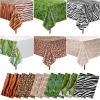 12Pack Animal Safari Tablecloth Jungle Animal Zoo Theme Party Table Cloth Leopard Tiger Zebra Giraffe Palm Leaf Print Table Cover for Jungle Safari Birthday Baby Shower Party Decorations (Six Styles) view 1