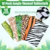 12Pack Animal Safari Tablecloth Jungle Animal Zoo Theme Party Table Cloth Leopard Tiger Zebra Giraffe Palm Leaf Print Table Cover for Jungle Safari Birthday Baby Shower Party Decorations (Six Styles) view 4