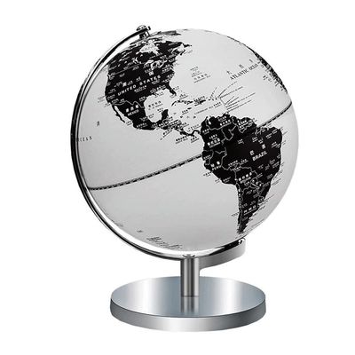 POCHY Practical Globe Educational Globe Metallic Black and White World Globes Chinese and English Geographic Globes for Great Decorations Gift Beautifully Decor