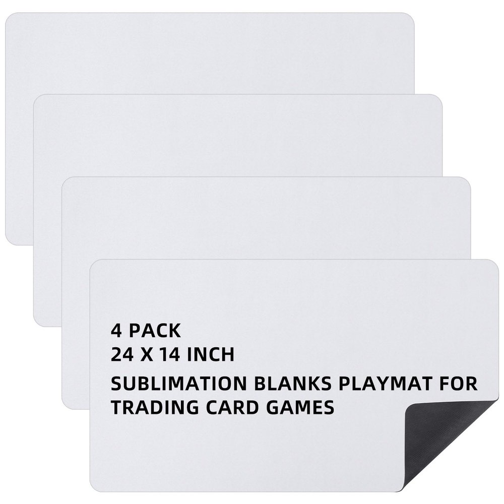 Yexiya 4 Pcs Card Game Mats 14 x 24 Inch Playmat Sublimation Blanks Playmat Smooth Card Playing Mat for Board Games,and Collectible Playing (White)