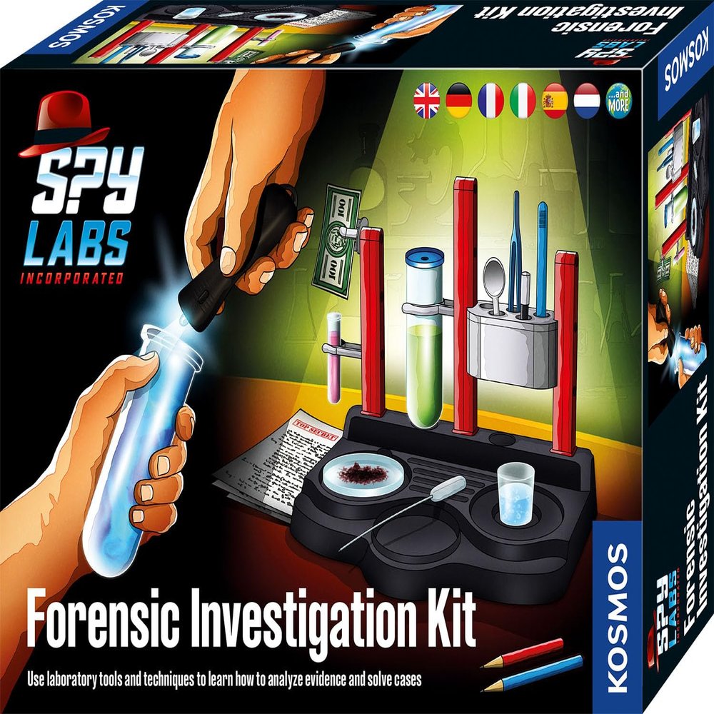 KOSMOS 617240 Spy Labs Incorporated Forensic Investigation Kit, Detective Laboratory, Analysis Evidence and Solve Cases, Detective Toys for Children, Multilingual Instructions in DE, EN, F, IT, ES, NL