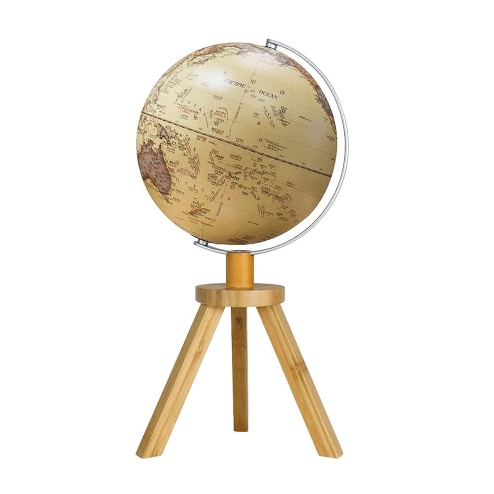 POCHY Practical Globe Illuminated World Globes Handmade Educational Globe Wooden Tripod Stand Geographic Globes for Great Decorations Gift Beautifully Decor