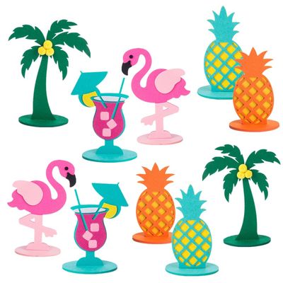 10 Pcs Hawaiian Tropical Summer Party Decoration, DIY Felt Table Centerpiece for Hawaiian Luau Beach Pineapple, Baby Shower Birthday Wedding Party Decoration Supplies