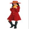 Carmen Sandiego Costume for Girls - Red Trench Coat, Belt, Scarf, and Hat Small view 1