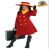 Carmen Sandiego Costume for Girls - Red Trench Coat, Belt, Scarf, and Hat Small view 2