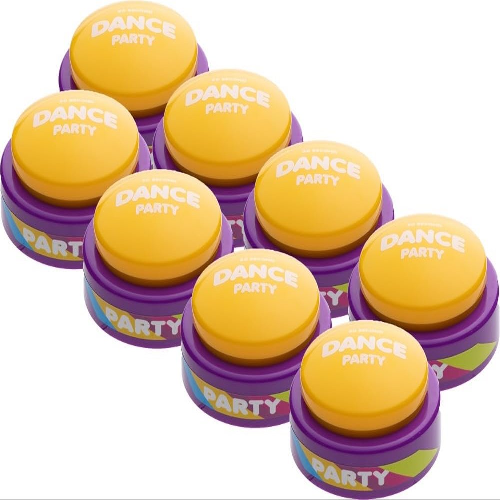 30 Second Dance Party Button with 5 Songs-Volume II, Fun Gag Gift for Kids & Adults, Co-Workers, Teachers, Friends & Family, Office Toy, Classroom Supplies, Birthdays, Holidays & Parties(Pack of 8)