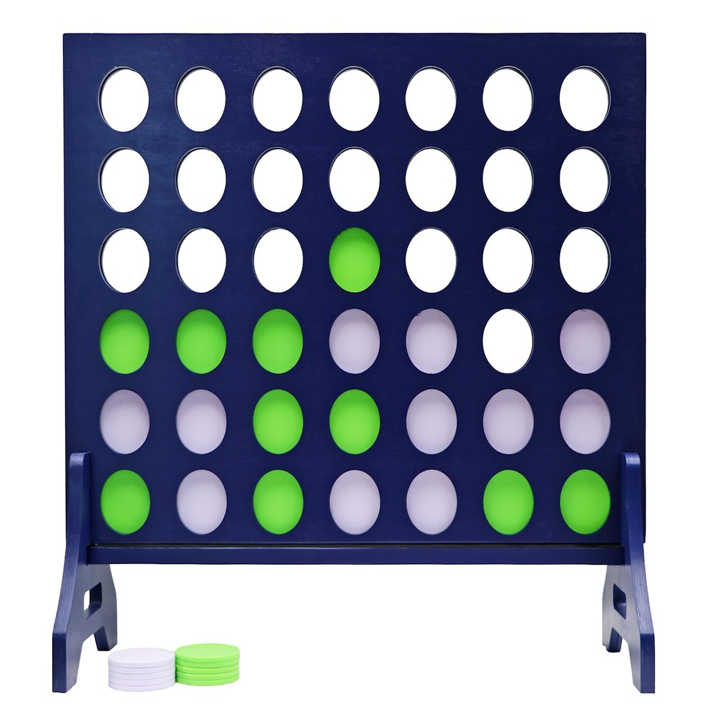 Tailgating Pros Premium Navy Giant Four in a Row with Carrying Case - Jumbo Oversized Outdoor Yard Game - Many Puck Colors Available!