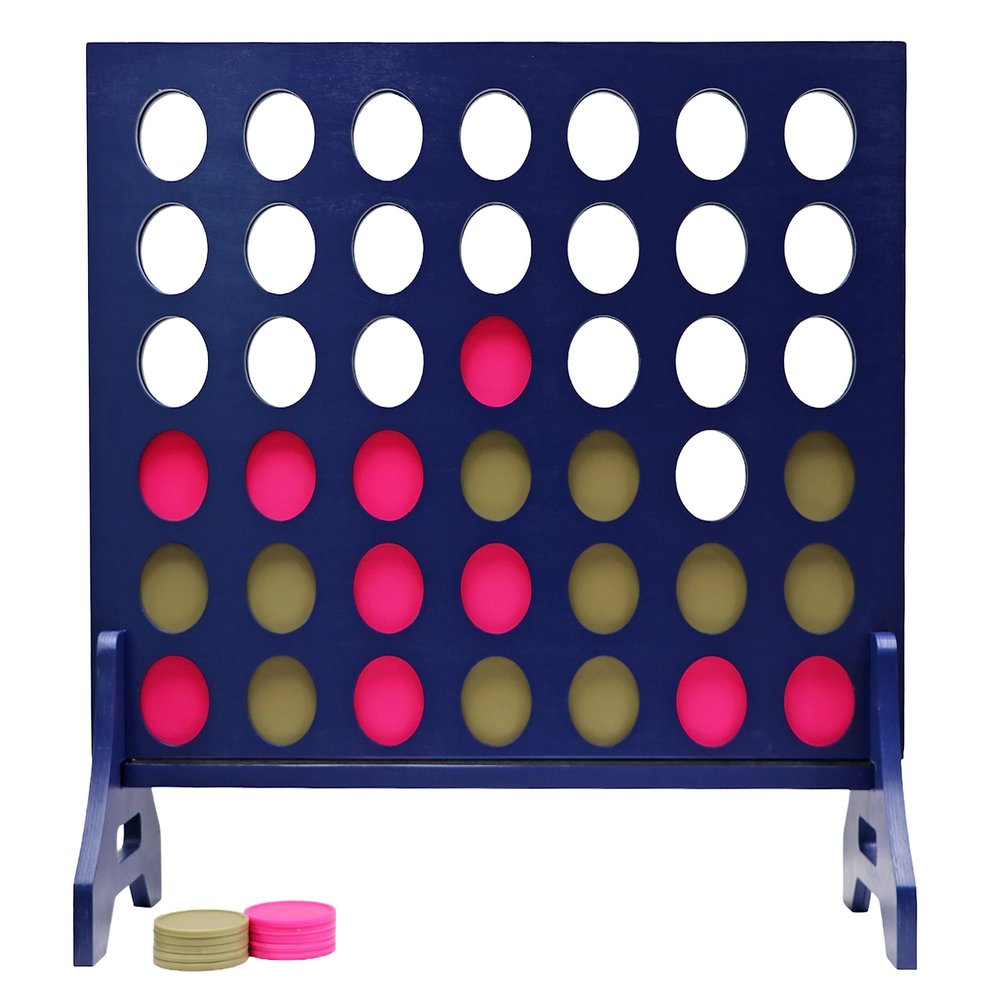 Tailgating Pros Premium Navy Giant Four in a Row with Carrying Case - Jumbo Oversized Outdoor Yard Game -Many Puck Colors Available!