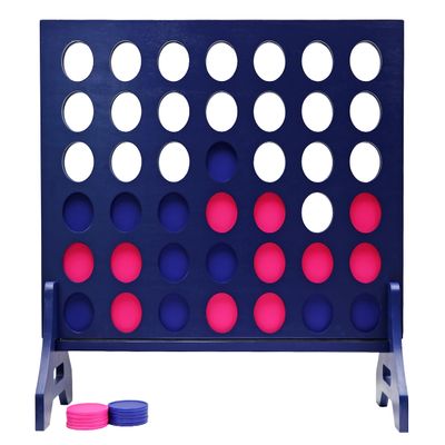 Tailgating Pros Premium Navy Giant Four in a Row with Carrying Case - Jumbo Oversized Outdoor Yard Game - Connect Multiple Pucks in a Row to Win - Many Puck Colors Available!