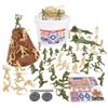 TimMee Bucket of Army Men - Tan vs. OD Green 54pc Soldier Playset - Made in USA view 2