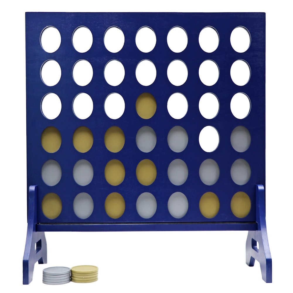 Tailgating Pros Premium Navy Giant Four in a Row with Carrying Case - Jumbo Oversized Outdoor Yard Game -Many Puck Colors Available!