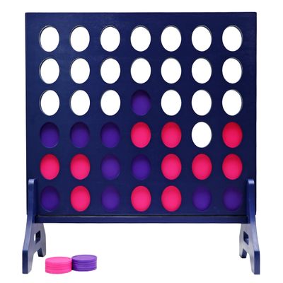 Tailgating Pros Premium Navy Giant Four in a Row with Carrying Case - Jumbo Oversized Outdoor Yard Game - Connect Multiple Pucks in a Row to Win - Many Puck Colors Available!