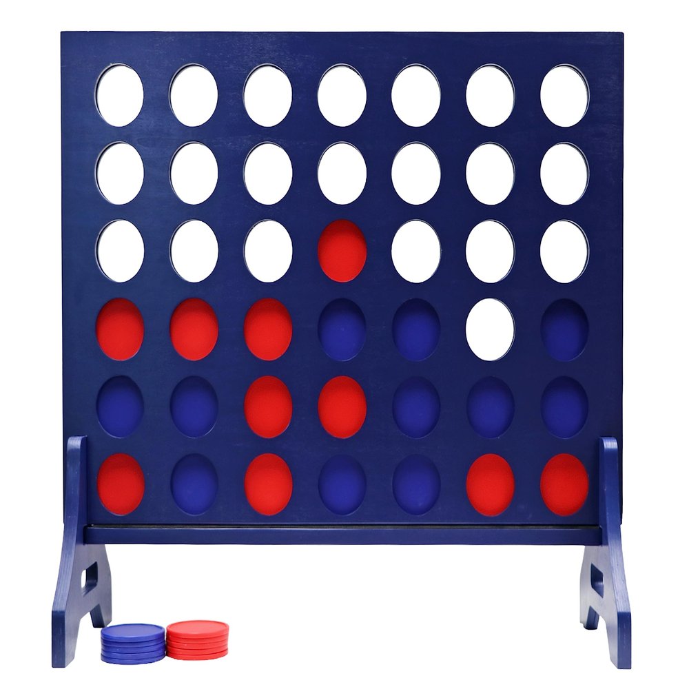 Tailgating Pros Premium Navy Giant Four in a Row with Carrying Case - Jumbo Oversized Outdoor Yard Game -Many Puck Colors Available!