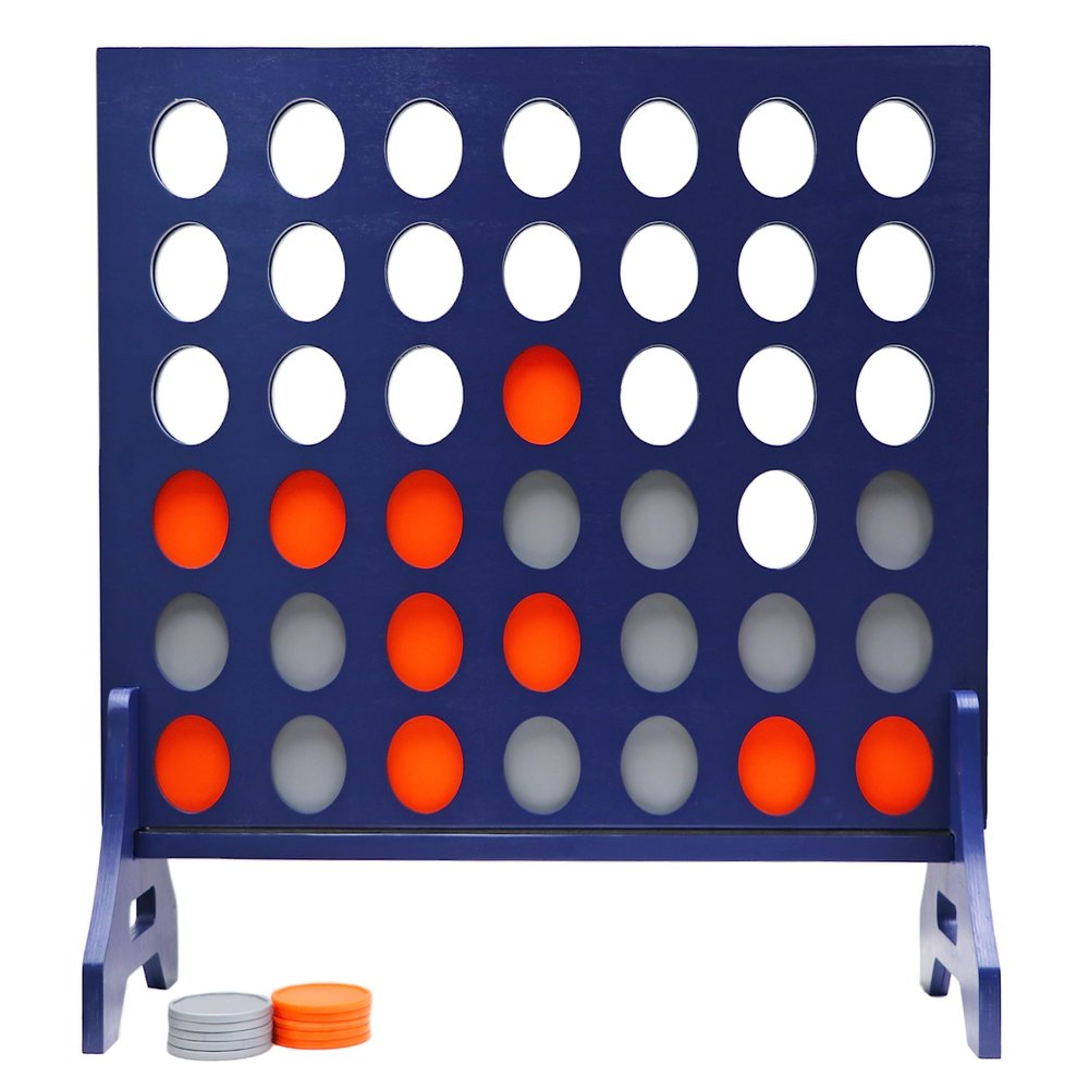 Tailgating Pros Premium Navy Giant Four in a Row with Carrying Case - Jumbo Oversized Outdoor Yard Game -Many Puck Colors Available!
